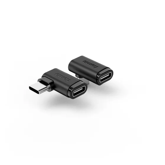 Hama USB-C-hoekadapter 90° USB 3.2 Gen2 10 Gbit/s 5A 240W set van 2 Zwart