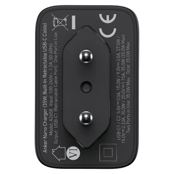 Anker Nano wired charger (35W) 1C with 1 retractable cable