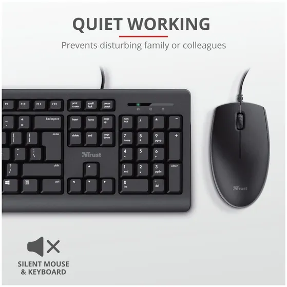 Trust Primo Bedraad toetsenbord en muisset Zwart