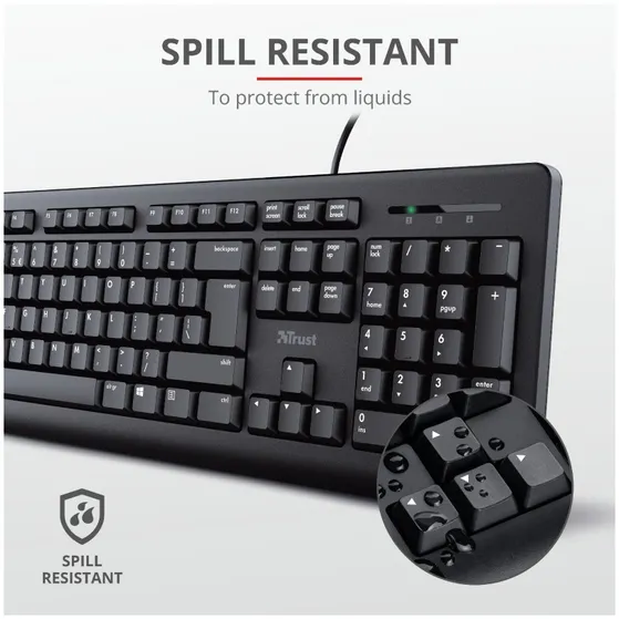 Trust Primo Bedraad toetsenbord en muisset Zwart