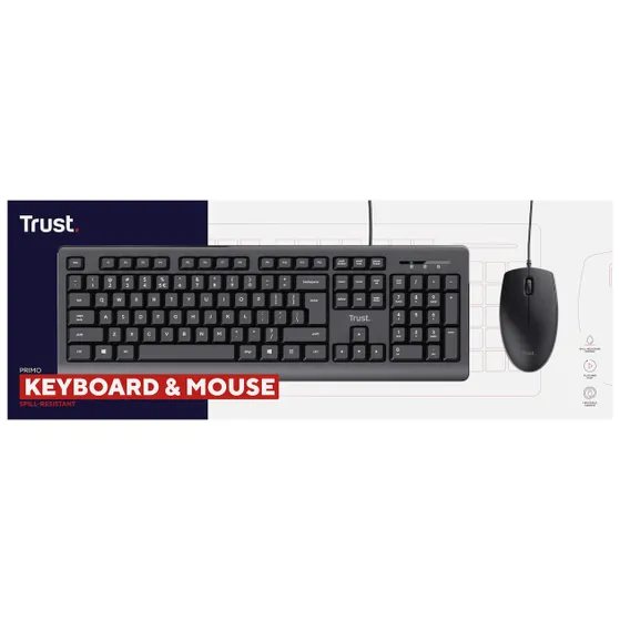 Trust Primo Bedraad toetsenbord en muisset Zwart