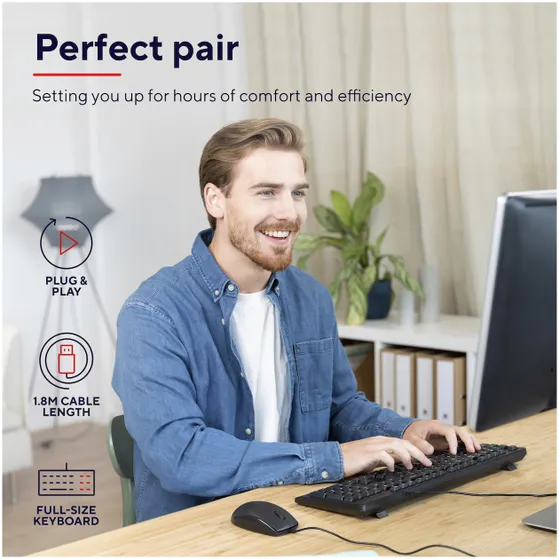 Trust Primo Bedraad toetsenbord en muisset Zwart