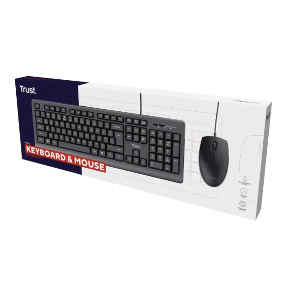 Trust Primo Bedraad toetsenbord en muisset Zwart