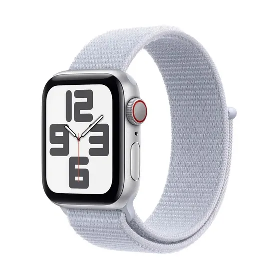 Apple Watch SE GPS + Cellular 40mm Aluminium Case met Blue Cloud Sport Loop Zilver