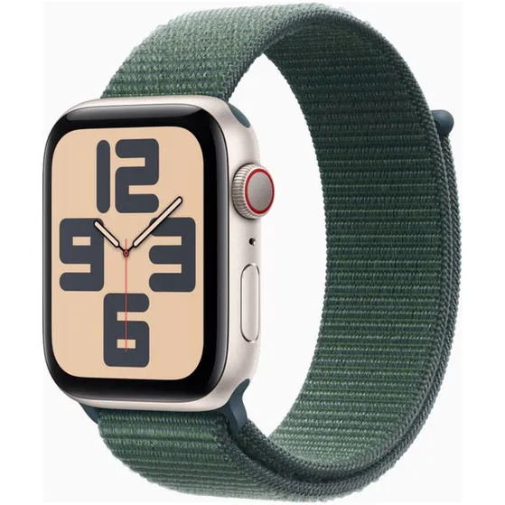 Apple Watch SE GPS + Cellular 40mm Aluminium Case met Lake Green Sport Loop Starlight