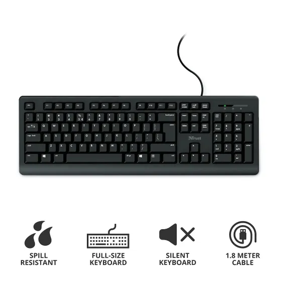 Trust Primo Bedraad toetsenbord Zwart