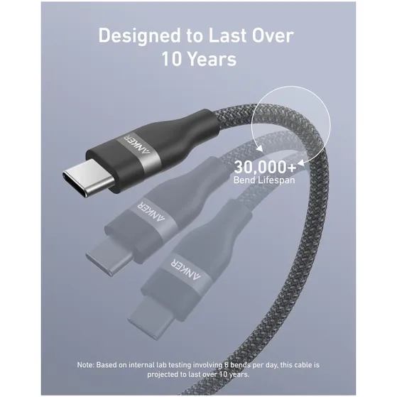 Anker USB-C to USB-C Cable (1.8m Upcycled-Braided) Zwart