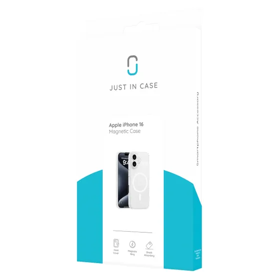 Just in Case Soft TPU Case MagSafe voor Apple iPhone 16 Transparant