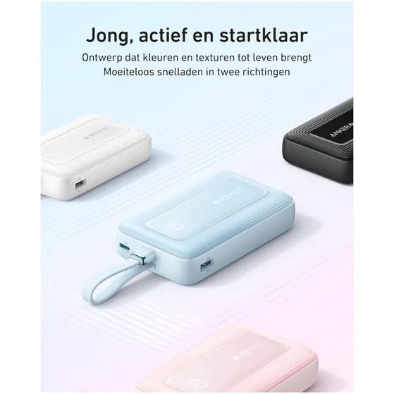 Anker Zolo Power Bank (20 000 mAh 30W Built-In USB-C Cable) Wit
