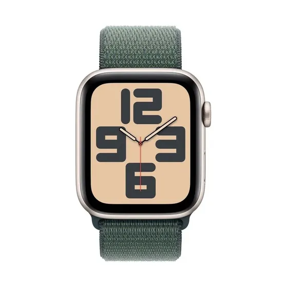 Apple Watch SE GPS + Cellular 44mm Aluminium Case met Lake Green Sport Loop Starlight