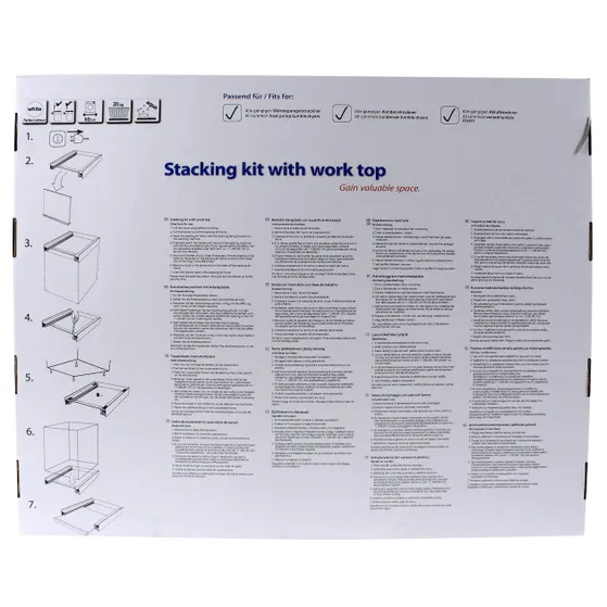 Scanpart tussenkader voor wasmachine en droger met werkblad extra sterk