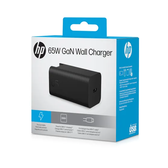 HP 65W GaN Wall Charger oplader Zwart