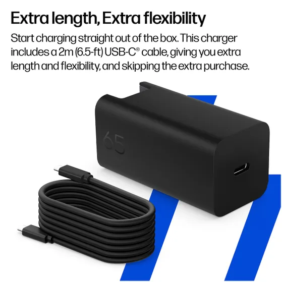 HP 65W GaN Wall Charger oplader Zwart