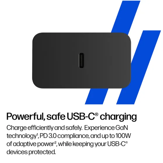 HP 100W GaN Wall Charger oplader Zwart