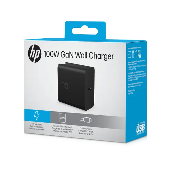 HP 100W GaN Wall Charger oplader Zwart
