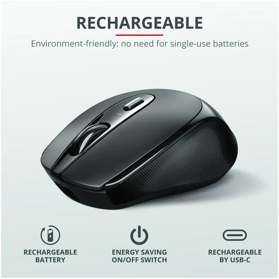 Trust Zaya Draadloze oplaadbare muis Zwart