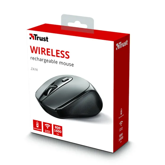 Trust Zaya Draadloze oplaadbare muis Zwart