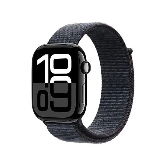 Apple Watch Series 10 GPS + Cellular 42mm Aluminium Case met Ink Sport Loop Zwart