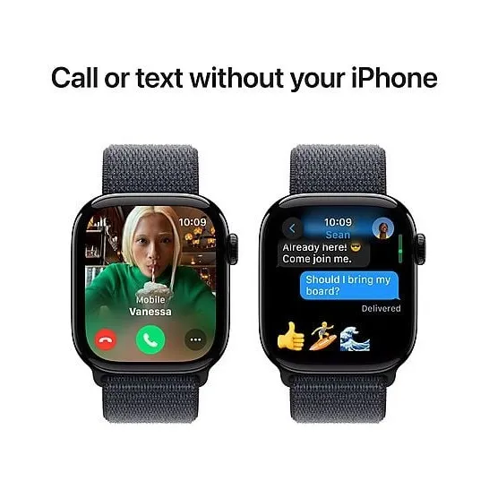 Apple Watch Series 10 GPS + Cellular 42mm Aluminium Case met Ink Sport Loop Zwart