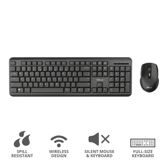 Trust TKM-350 WIRELESS KEYBOARD & MOUSE US Zwart