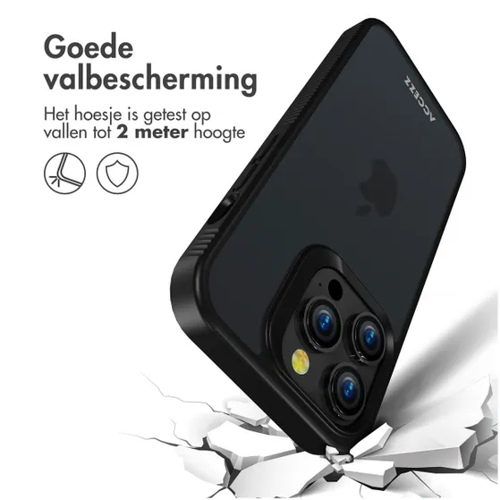 Accezz Rugged Frosted Backcover iPhone 14 Pro Zwart
