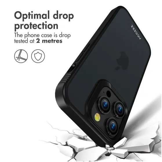 Accezz Rugged Frosted Backcover iPhone 14 Pro Zwart