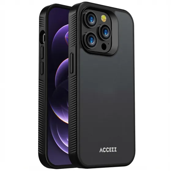 Accezz Rugged Frosted Backcover iPhone 14 Pro Zwart