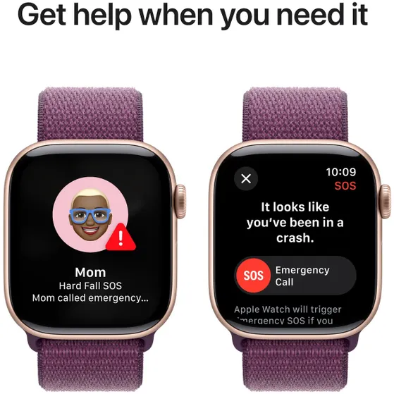 Apple Watch Series 10 GPS + Cellular 42mm Aluminium Case met Plum Sport Loop Roze