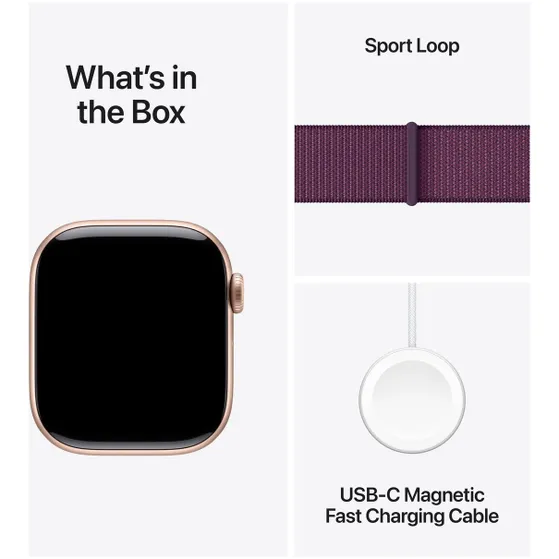 Apple Watch Series 10 GPS + Cellular 42mm Aluminium Case met Plum Sport Loop Roze