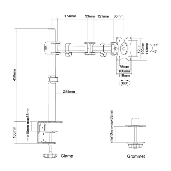 Neomounts NM-D135BLACK Zwart