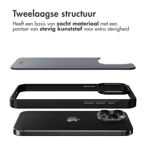 Accezz Rugged Frosted Backcover iPhone 15 Pro Max Zwart