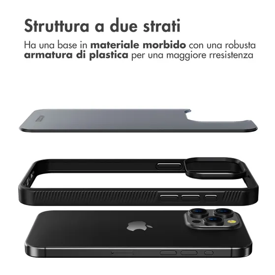 Accezz Rugged Frosted Backcover iPhone 15 Pro Max Zwart