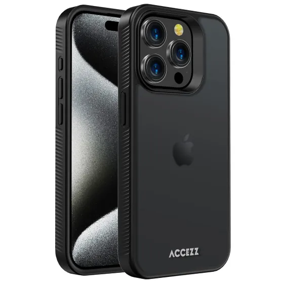 Accezz Rugged Frosted Backcover iPhone 15 Pro Zwart