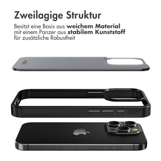 Accezz Rugged Frosted Backcover iPhone 15 Pro Zwart