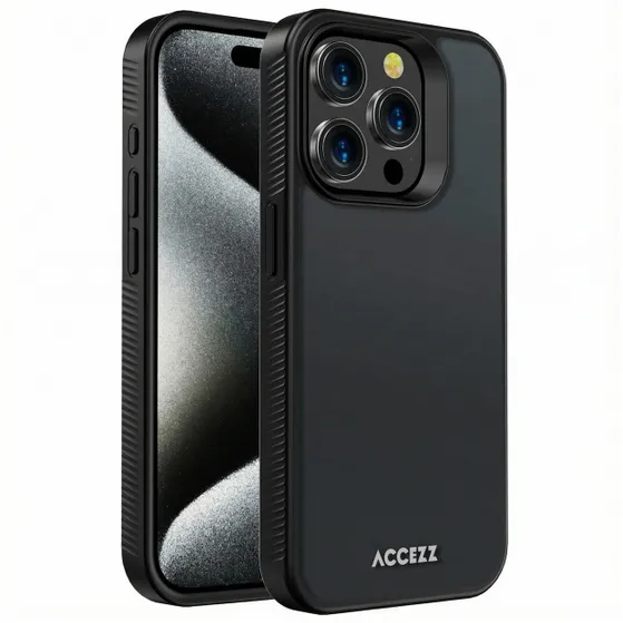 Accezz Rugged Frosted Backcover iPhone 15 Pro Zwart