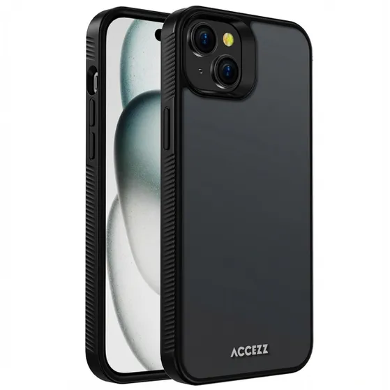 Accezz Rugged Frosted Backcover iPhone 15 Plus Zwart