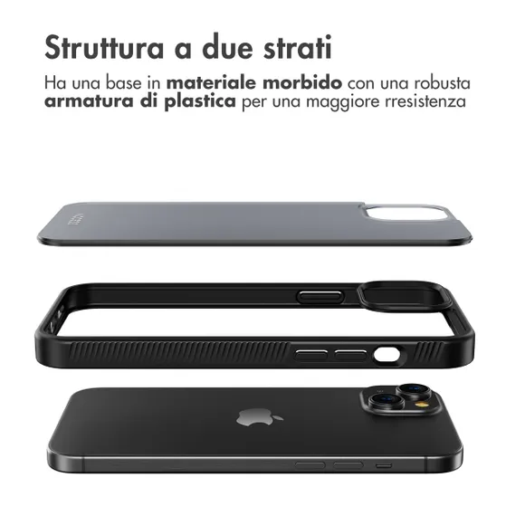 Accezz Rugged Frosted Backcover iPhone 15 Plus Zwart