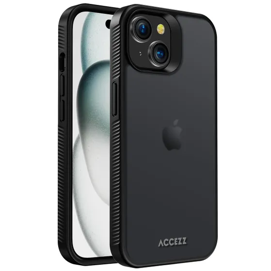 Accezz Rugged Frosted Backcover iPhone 15 Zwart