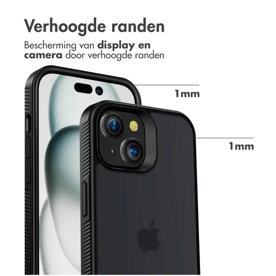 Accezz Rugged Frosted Backcover iPhone 15 Zwart