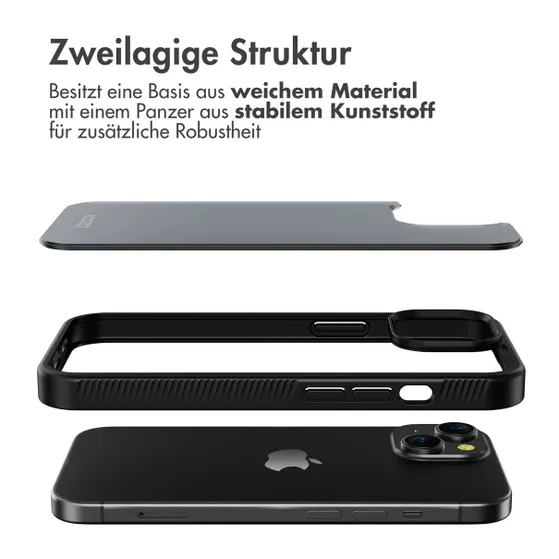 Accezz Rugged Frosted Backcover iPhone 15 Zwart
