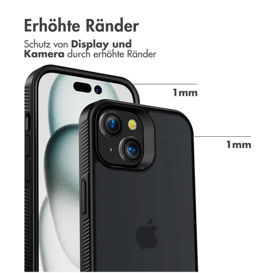 Accezz Rugged Frosted Backcover iPhone 15 Zwart