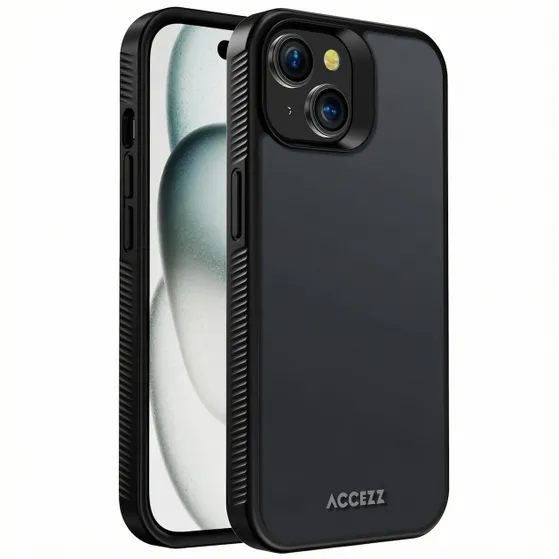 Accezz Rugged Frosted Backcover iPhone 15 Zwart