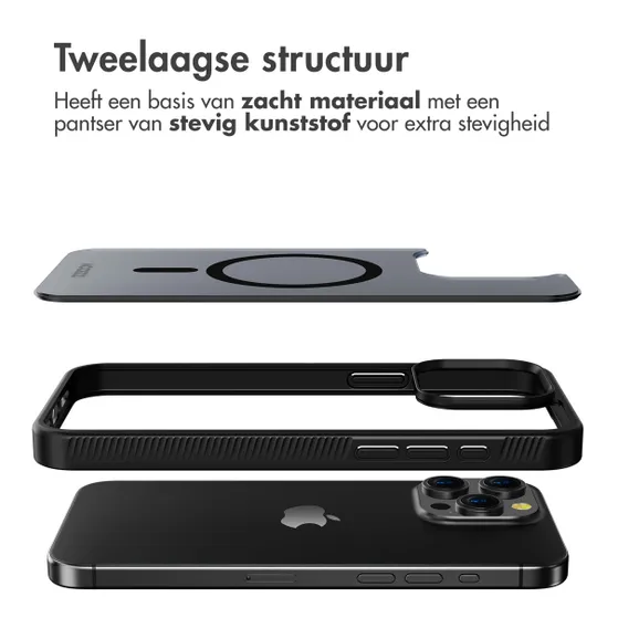 Accezz Rugged Frosted Backcover met MagSafe iPhone 15 Pro Max Zwart