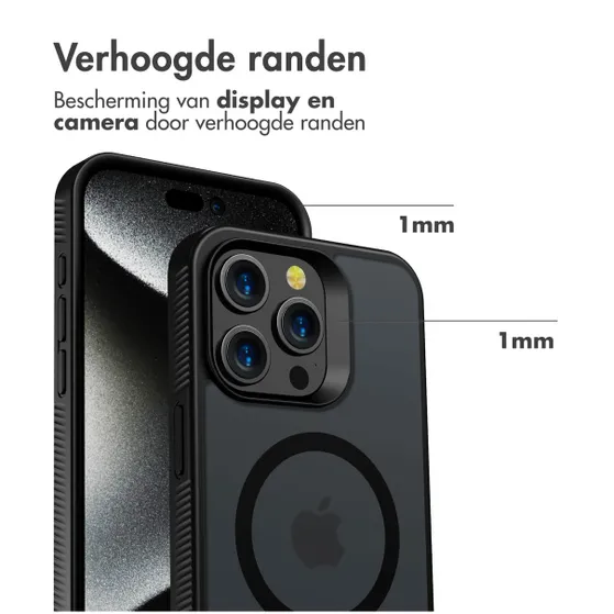 Accezz Rugged Frosted Backcover met MagSafe iPhone 15 Pro Max Zwart