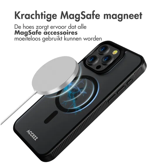 Accezz Rugged Frosted Backcover met MagSafe iPhone 15 Pro Max Zwart