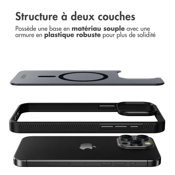 Accezz Rugged Frosted Backcover met MagSafe iPhone 15 Pro Max Zwart