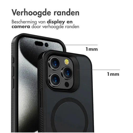 Accezz Rugged Frosted Backcover met MagSafe iPhone 15 Pro Max Zwart