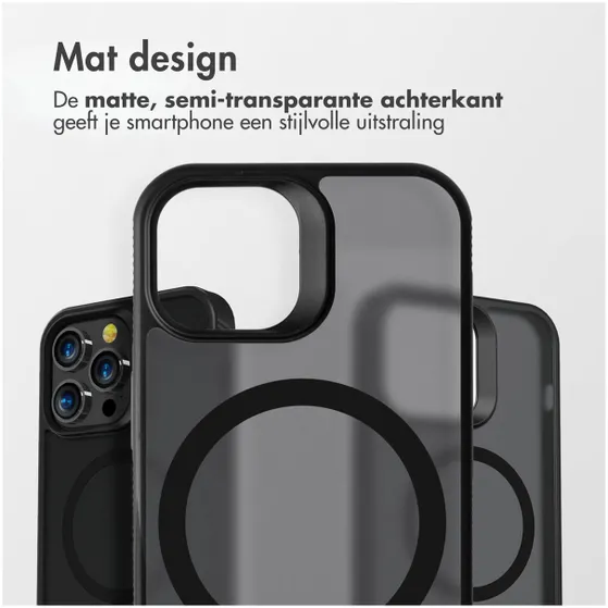 Accezz Rugged Frosted Backcover met MagSafe iPhone 15 Pro Max Zwart