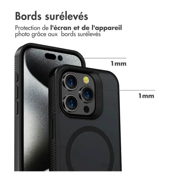 Accezz Rugged Frosted Backcover met MagSafe iPhone 15 Pro Max Zwart
