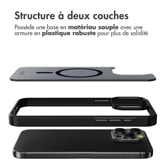 Accezz Rugged Frosted Backcover met MagSafe iPhone 15 Pro Max Zwart